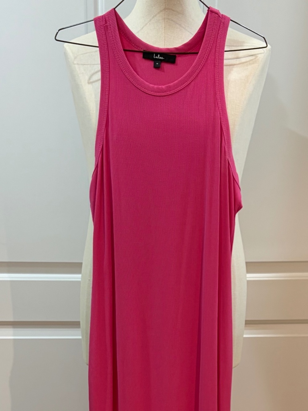 Lulu’s Pink Ribbed Maxi Dress Size Medium Sleeveless Bodycon Tank Dress